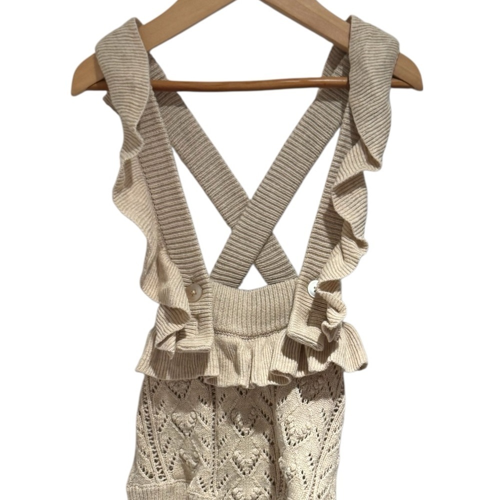 JAMIE KAY Cream Knit Pointelle Ruffle Jumpsuit - size 2